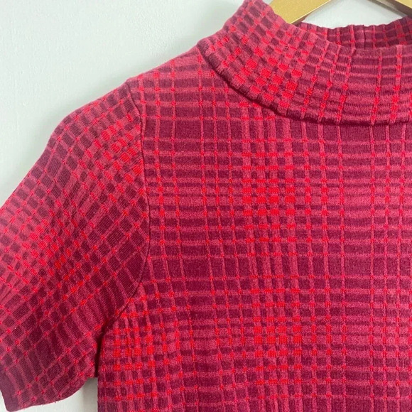 Anthropologie Field Flower Red Plaid Sweater Tee - Picture 4 of 10